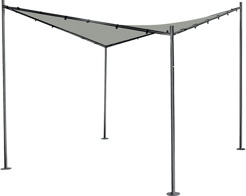 Pavillon Berlino 300 x 300 cm Polyester hellgrau Stecksystem Pavillon mit dreieckigem Sonnensegel und vier Pfosten