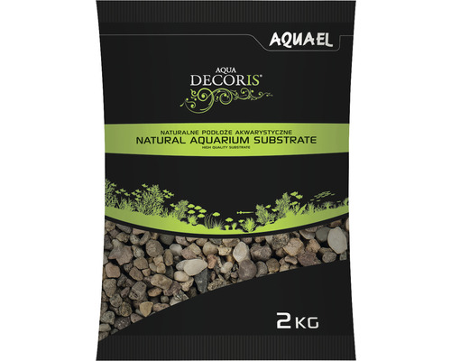 Aquarienkies, Bodengrund AQUAEL natural bunt 5-10 mm 2 kg Verpackung AquaEL Natural Aquarium Substrate natürlicher Bodengrund 2 Kilogramm