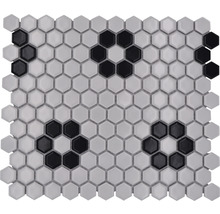 Mosaikfliese mit sechseckigen Elementen und Muster