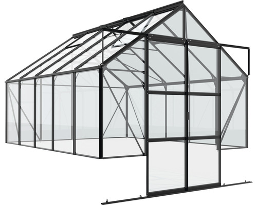 Gewächshaus mit Stahlrahmen und Glaspaneelen