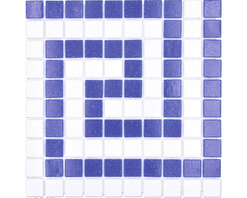 Glasmosaik GM BO 16P für Poolbau blau 21,7x21,7 cm Mosaikfliese mit Quadraten in zwei Farbtönen