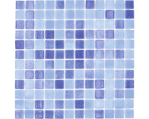 Glasmosaik VP1158PAT für Poolbau blau 31,6x31,6 cm Mosaikfliese mit quadratischen, hellen und dunklen Elementen