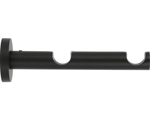 Wandträger 2-läufig für Premium Black Line schwarz Ø 20 mm 14,5 cm lang 1 Stk. Doppelter Gardinenstangenhalter zur Wandmontage