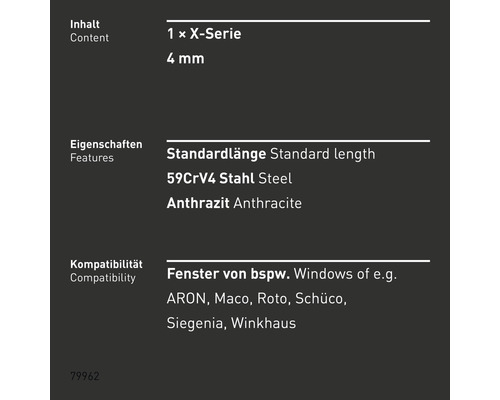 Informationen zu X-Serie 4 mm Fensterbeschlägen