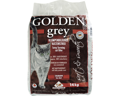 Katzenstreu Golden Grey mit Babypuderduft 14 kg