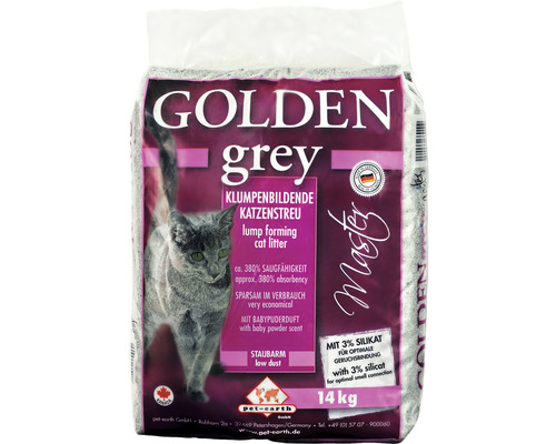 Katzenstreu Golden Grey Master mit Babypuderduft 14 kg
