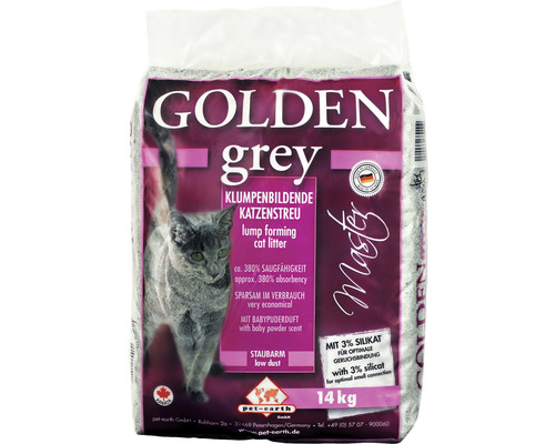 Katzenstreu Golden Grey Master mit Babypuderduft 14 kg Golden Grey Katzenstreu, klumpenbildend, 14 kg Sack