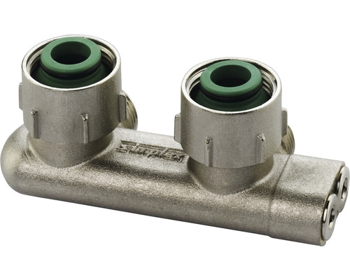 Simplex Umlenkhahnblock Kreuzungshahnblock Eck 3/4" E2/50 mit Absperrung F10079 Simplex Heizkreisverteiler für den Heizungsbau