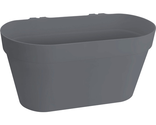 Grauer Pflanzkasten aus Kunststoff