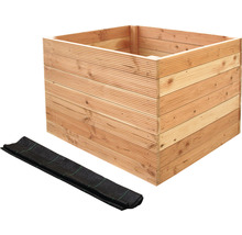 Quadratisches Hochbeet aus Holz mit Unkrautvlies