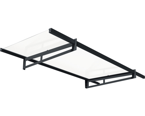 Vordach mit transparenter Abdeckung und dunklem Rahmen