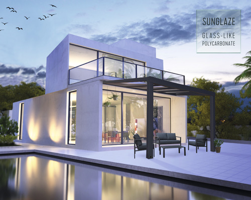 Modernes Haus mit Terrasse, Pergola und Gartenmöbeln