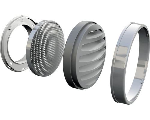 Explosionsdarstellung eines runden Tellerventils mit Insektenschutzgitter