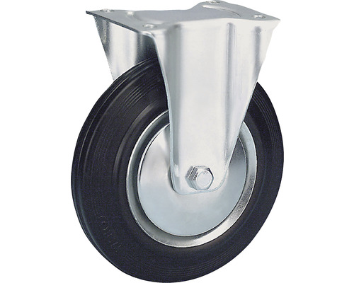 BS Rollen Bockrolle L410.B55.201 Gummi Ø 200 mm bis 205 kg mit Platte 135x110 mm Lenkrolle mit Stahlblechgehäuse und Gummirad
