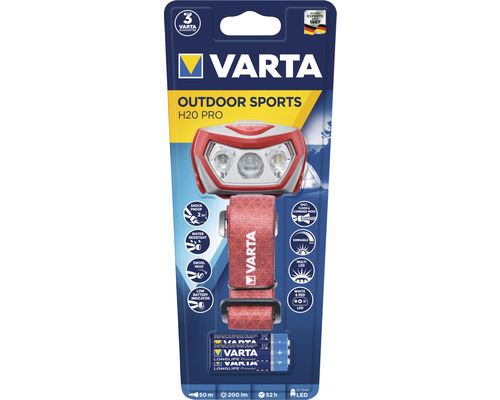 Varta Stirnlampe Outdoor Sports H20 Pro mit Batterien in Verpackung