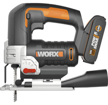 Akku-Pendelhubstichsäge WORX 20V 80mm WX543, inkl. Koffer, 1 x 2Ah Akku und 1 Schnellladegerät