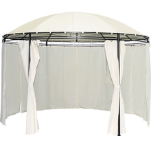 Pavillon mit Stahlrahmen und Stoffvorhängen