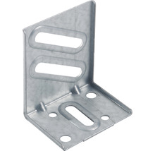 Winkelverbinder aus Metall mit Langlöchern und Bohrlöchern