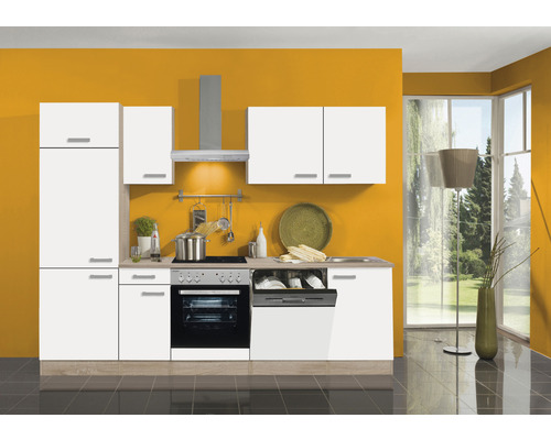 Optifit Küchenzeile mit Geräten Zamora214 270 cm weiß matt zerlegt Variante reversibel