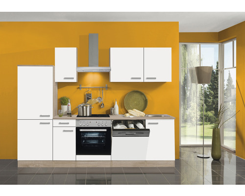 Optifit Küchenzeile mit Geräten Zamora214 270 cm Frontfarbe weiß matt Korpusfarbe eiche hell zerlegt-0