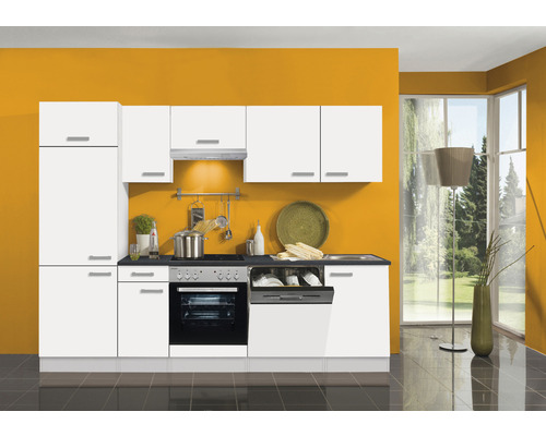 Optifit Küchenzeile mit Geräten Oslo214 270 cm Frontfarbe weiß matt Korpusfarbe weiß zerlegt-0