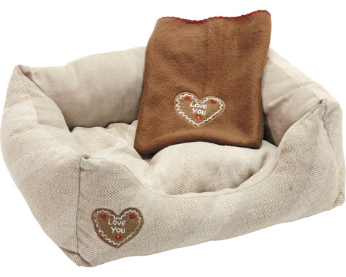 Kuschelbett Love You inkl. Fleecedecke 61 x 48 x 18 cm beige