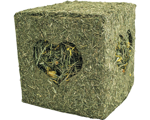 Heu-Würfel JR FARM groß mit Blüten 450 g Heuwürfel für Kleintiere mit Löchern