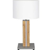 Tischleuchte mit Lampenschirm und Holzfuß