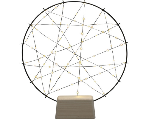 Dekorative LED-Leuchte in runder Form mit Holzfuß