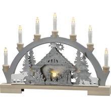 Weihnachtsleuchter mit Krippenszene und sieben Kerzen