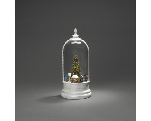 Weihnachtskugel mit Weihnachtsbaum und Figuren