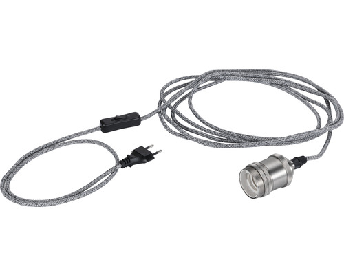 Lampenfassung mit Textilkabel, Stecker und Schalter