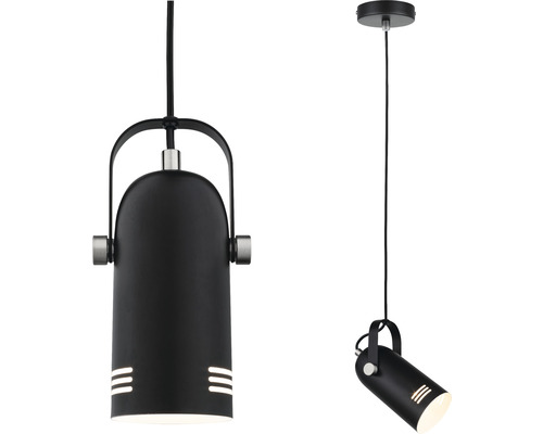 Schwarze Pendelleuchte mit verstellbarem Spot