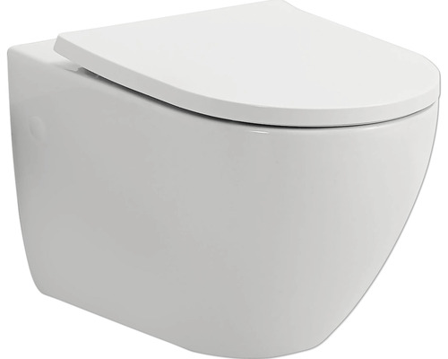 Spülrandloses Wand-WC-Set Adonis Twister Flush weiß mit WC-Sitz