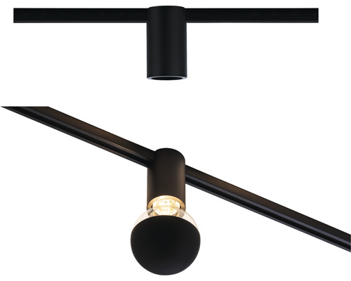 Schwarzes Stromschienensystem mit Lampen