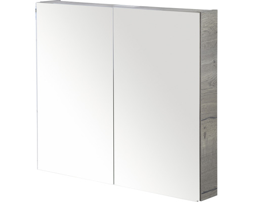 Spiegelschrank mit zwei Türen und Holzdekor