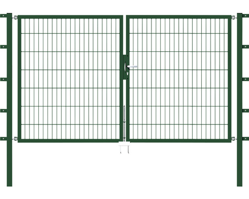 Doppeltor ALBERTS Flexo 250 x 140 cm 6/5/6 Rahmen 40x40 inkl. Pfosten 6 x 6 cm grün