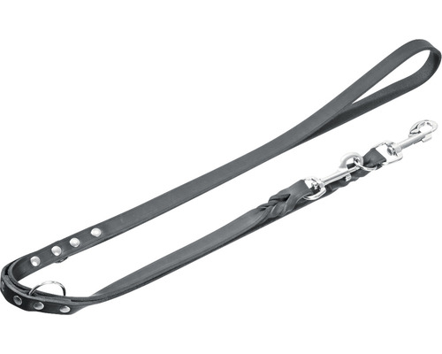 Führleine Karlie Rondo eingeflochten 12 mm 2 m schwarz Schwarze Hundeleine aus Leder mit Metallschnalle und Nieten