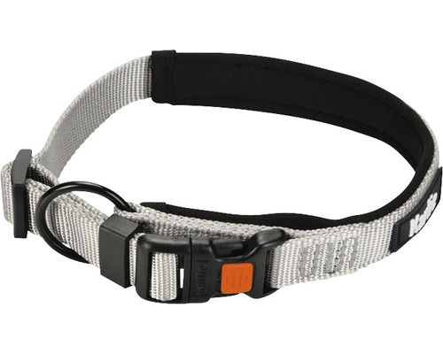 Halsband Karlie Art Sportiv Premium Gr. L 25 mm 45 - 50 cm grau Graues Hundehalsband mit schwarzer Polsterung und Verschluss