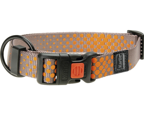 Halsband Karlie Art Sportiv Mix and Match Dots Gr. L 45 - 65 cm grau Hundehalsband mit Punktmuster und schwarzem Verschluss