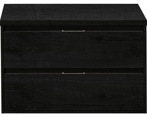 Waschtischunterschrank Sanox Porto Frontfarbe black oak 90 cm mit Waschtischplatte Waschtischunterschrank mit zwei Schubladen