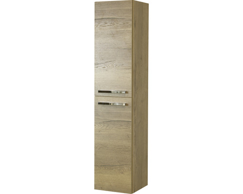 Hochschrank im Badezimmer mit Holzoptik und zwei Türen