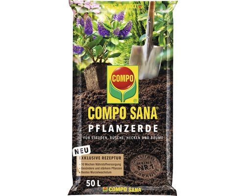 Compo Sana Pflanzerde für Stauden, Büsche, Hecken und Bäume, 50 Liter