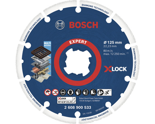 Diamanttrennscheibe Bosch Professional Expert Metall Ø 125x22,23mm Multi Construction, X-LOCK Aufnahme