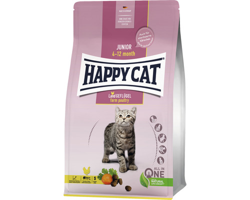 Katzenfutter trocken HAPPY CAT Young Junior Geflügel 300 g Happy Cat Junior Farm Poultry Katzenfutter für 4 bis 12 Monate alte Katzen
