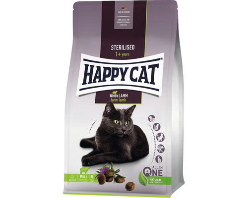 Katzenfutter trocken HAPPY CAT Sterilised Lamm 300 g Happy Cat Sterilised Weide Lamm Katzenfutter für sterilisierte Katzen ab einem Jahr