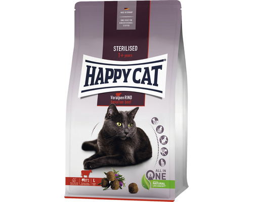 Katzenfutter trocken HAPPY CAT Sterilised Adult Rind 300 g Happy Cat Sterilised 1+ Jahre Trockenfutter mit bayerischem Rind