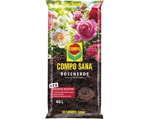 Rosenerde COMPO SANA® für Beet- und Topfrosen und 40 L