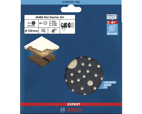 Bosch M480 Netz Starter Kit mit Schleifscheiben und Pad Saver, Durchmesser 150 Millimeter