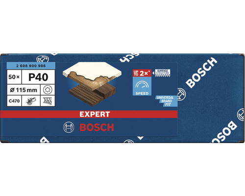 Bosch Expert Schleifpapier P40, 115 mm Durchmesser, 50 Stück